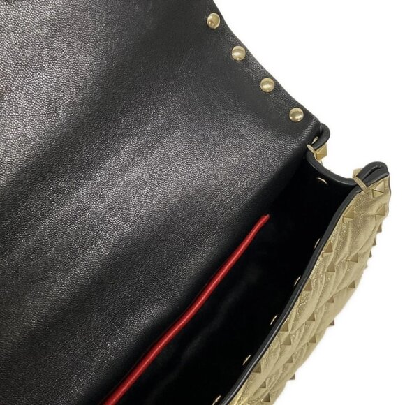 VALENTINOGARAVANI Rockstud Spike Small Bag - Gold Leather Handbag 958-082525 - Picture 12 of 14